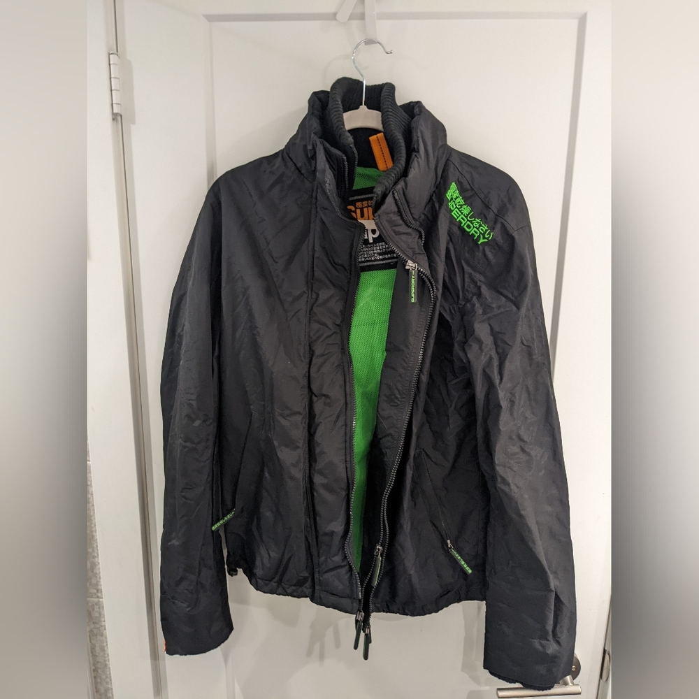 Superdry nylon jacket triple zipper windcheater men's medium